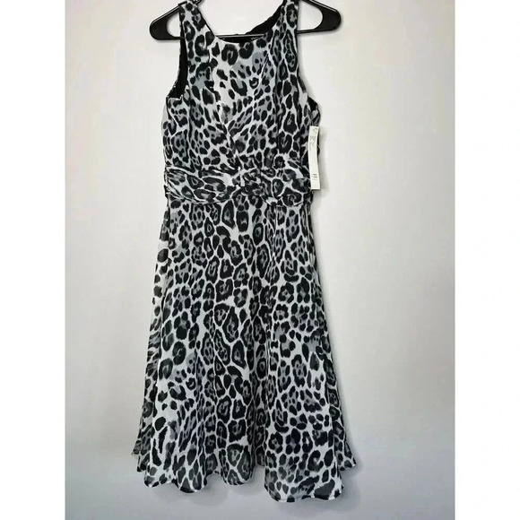 Voir Voir ANIMAL PRINT SLEEVELESS FIT & FLARE DRESS Leopard Cheetah 10 NEW 1368 - Picture 1 of 5